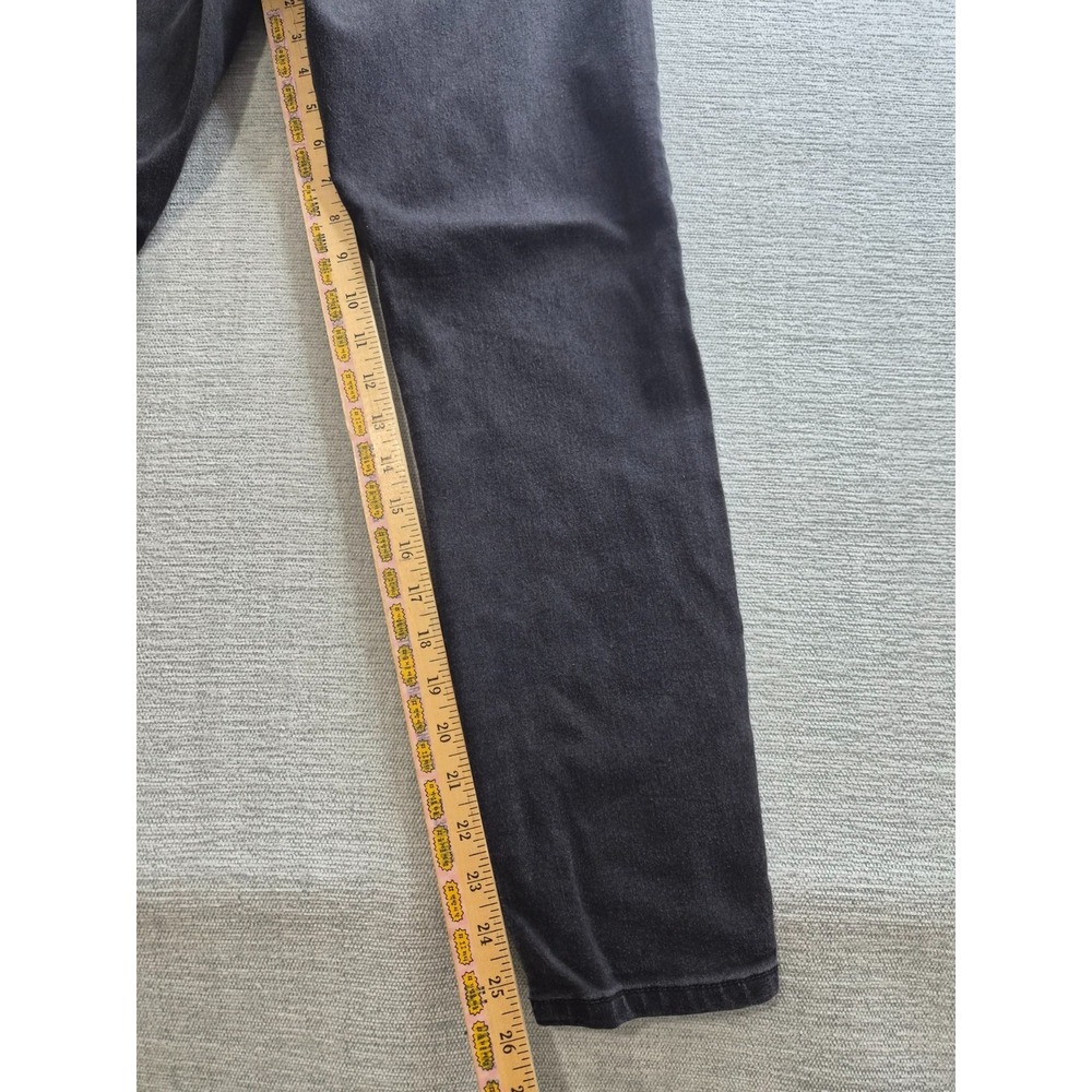 Tahari Jeans Womens 8/29 Black Denim Dark Wash Cotton Stretch Tapered Leg Logo - Picture 10 of 12